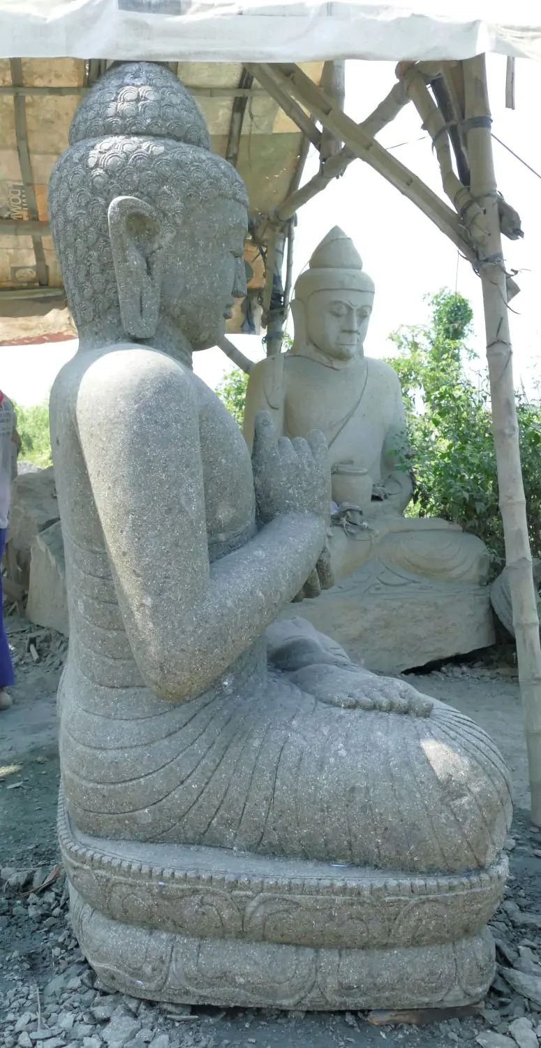  Product image 5 of the product “Seated Buddha Dharmachakra, 206 cm Height, Basanite, Natural Green ”